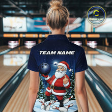 Load image into Gallery viewer, Custom Funny Christmas Bowling Women Polo Shirts, Xmas Santa Bowling Team Outfit IPHW10094