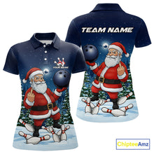 Load image into Gallery viewer, Custom Funny Christmas Bowling Women Polo Shirts, Xmas Santa Bowling Team Outfit IPHW10094