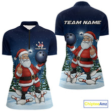 Load image into Gallery viewer, Custom Funny Christmas Bowling Women Quarter-Zip Shirts, Xmas Santa Bowling Team Outfit IPHW10094