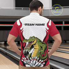 Load image into Gallery viewer, Custom Funny Alligator Bowling Men Quarter-Zip Shirt, Alligator Red Bowling Team League Shirt IPHW10683