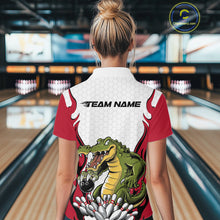 Load image into Gallery viewer, Custom Funny Alligator Women Bowling Shirts, Alligator Red Bowling Team League Shirt IPHW10683