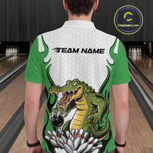 Load image into Gallery viewer, Custom Funny Alligator Bowling Men Polo Shirt, Alligator Green Bowling Team League Shirt IPHW10685