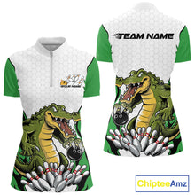 Load image into Gallery viewer, Custom Funny Alligator Women Bowling Shirts, Alligator Green Bowling Team League Shirt IPHW10685