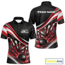 Load image into Gallery viewer, Custom Red Flame Bowling Men Polo Shirt, Bowling Team League Shirt Bowler Jerseys IPHW11226