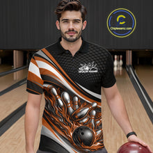 Load image into Gallery viewer, Custom Orange Flame Bowling Men Polo Shirt, Bowling Team League Shirt Bowler Jerseys IPHW11228