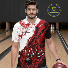 Load image into Gallery viewer, Custom Red Flame Bowling Men Polo Shirt, Bowling Team League Shirt Bowler Jerseys IPHW11242