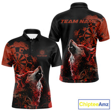 Load image into Gallery viewer, Custom Red Orange Splatter Grunge Dart Wolf Men Polo Shirts, Wolf Dart Team Jerseys IPHW10012