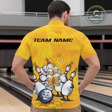 Load image into Gallery viewer, Custom Funny Bowling And Beer Men Quarter-Zip Shirts, Bowling Ball And Pins Party Jerseys IPHW9827