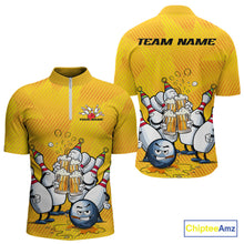 Load image into Gallery viewer, Custom Funny Bowling And Beer Men Quarter-Zip Shirts, Bowling Ball And Pins Party Jerseys IPHW9827
