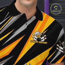 Load image into Gallery viewer, Custom Black And Yellow Funny Bowling And Beer Party Polo Shirts For Men, Bowler Outfit IPHW9830