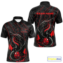 Load image into Gallery viewer, Custom Gray And Red Camo Dragon Claws Bowling Men Polo Shirts, Team Bowling Jerseys IPHW9855