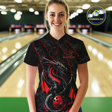 Load image into Gallery viewer, Custom Gray And Red Camo Dragon Claws Bowling Women Quarter-Zip Shirts, Team Jerseys IPHW9855