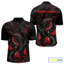 Load image into Gallery viewer, Custom Gray And Red Camo Dragon Claws Bowling Men Quarter-Zip Shirts, Team Bowling Jerseys IPHW9855