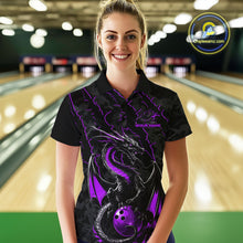 Load image into Gallery viewer, Custom Gray And Purple Camo Dragon Claws Bowling Women Polo Shirts, Team Bowling Jerseys IPHW9856