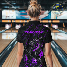 Load image into Gallery viewer, Custom Gray And Purple Camo Dragon Claws Bowling Women Polo Shirts, Team Bowling Jerseys IPHW9856