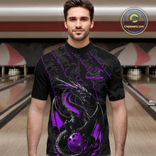 Load image into Gallery viewer, Custom Gray And Purple Camo Dragon Claws Bowling Men Quarter-Zip Shirts, Team Bowling Jerseys IPHW9856