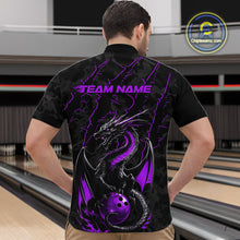 Load image into Gallery viewer, Custom Gray And Purple Camo Dragon Claws Bowling Men Quarter-Zip Shirts, Team Bowling Jerseys IPHW9856