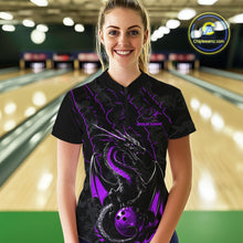 Load image into Gallery viewer, Custom Gray And Purple Camo Dragon Claws Bowling Women Quarter-Zip Shirts, Team Jerseys IPHW9856