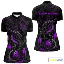Load image into Gallery viewer, Custom Gray And Purple Camo Dragon Claws Bowling Women Quarter-Zip Shirts, Team Jerseys IPHW9856