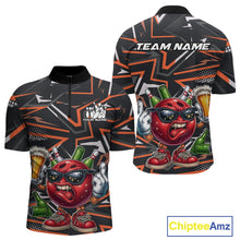 Load image into Gallery viewer, Custom Funny Bowling Ball Drink Beer Bowling Men Quarter-Zip Shirt, Orange Bowling Team Shirt IPHW10121