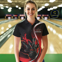 Load image into Gallery viewer, Custom Red Flame Bowling Women Jerseys, Bowling Team League Shirt Bowlers Jerseys IPHW11300