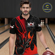 Load image into Gallery viewer, Custom Red Flame Bowling Pattern Bowling Men Polo Shirt, Bowling Team League Shirt IPHW9881