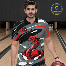 Load image into Gallery viewer, Custom Gray And Red Cobra Snake Bowling Polo Shirt For Men, Cobra Bowling Team Jersey IPHW9893