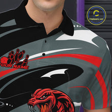 Load image into Gallery viewer, Custom Gray And Red Cobra Snake Bowling Polo Shirt For Men, Cobra Bowling Team Jersey IPHW9893