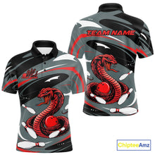 Load image into Gallery viewer, Custom Gray And Red Cobra Snake Bowling Polo Shirt For Men, Cobra Bowling Team Jersey IPHW9893