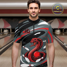 Load image into Gallery viewer, Custom Gray And Red Cobra Snake Bowling Quarter-Zip Shirt For Men, Cobra Bowling Team Jersey IPHW9893