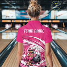 Load image into Gallery viewer, Funny Flamingo Custom Bowling Women Polo Shirt, Summer Vibe Bowling Tournament Shirt IPHW11023