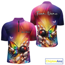 Load image into Gallery viewer, Custom Colorful Rainbow Colors Butterfly Bowling Team Shirt For Men, Bowling League Shirt IPHW11035