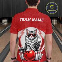Load image into Gallery viewer, Custom Cool Maine Coon Cat With Funny Gesture Bowling Men Polo Shirt, Bowling Team Outfit IPHW11046