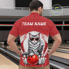 Load image into Gallery viewer, Custom Cool Maine Coon Cat With Funny Gesture Bowling Men Quarter-Zip Shirt, Bowling Team Outfit IPHW11046