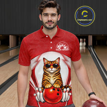 Load image into Gallery viewer, Custom Cool Golden Brown Bengal Cat With Funny Gesture Bowling Men Polo Shirt, Team Outfit IPHW11047