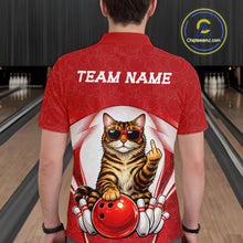 Load image into Gallery viewer, Custom Cool Golden Brown Bengal Cat With Funny Gesture Bowling Men Polo Shirt, Team Outfit IPHW11047