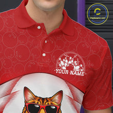 Load image into Gallery viewer, Custom Cool Golden Brown Bengal Cat With Funny Gesture Bowling Men Polo Shirt, Team Outfit IPHW11047