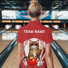 Load image into Gallery viewer, Custom Cool Golden Brown Bengal Cat With Funny Gesture Bowling Women Shirt, Team Outfit IPHW11047