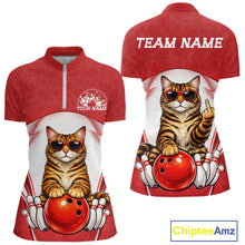 Load image into Gallery viewer, Custom Cool Golden Brown Bengal Cat With Funny Gesture Bowling Women Shirt, Team Outfit IPHW11047