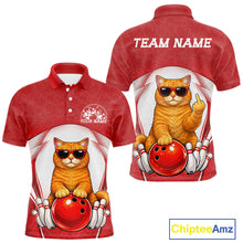 Load image into Gallery viewer, Custom Cool British Shorthair Cat With Funny Gesture Bowling Men Polo Shirt, Team Outfit IPHW11050