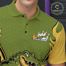 Load image into Gallery viewer, Custom Funny Alligator Bowling Polo Shirt For Men, Alligator Bowling Team League Shirt IPHW9924