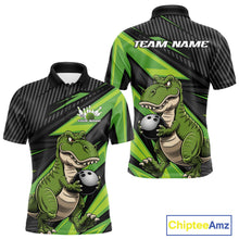 Load image into Gallery viewer, Custom Funny Green Bowling Dinosaur Bowling Men Polo Shirt, Bowling Team Shirt IPHW9927