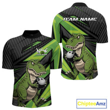 Load image into Gallery viewer, Custom Funny Green Bowling Dinosaur Bowling Men Quarter-Zip Shirt, Bowling Team Shirt IPHW9927