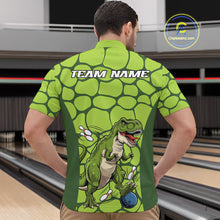 Load image into Gallery viewer, Custom Funny Green Dinosaur Bowling Team Men Quarter-Zip Shirt, Bowling Tournament Team Shirt IPHW9931