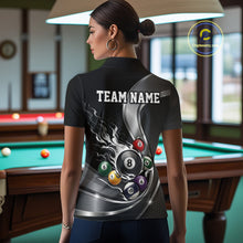 Load image into Gallery viewer, Custom Black And Gray Flame Billiard Women Polo Shirts, Billiard Team Jerseys IPHW11342