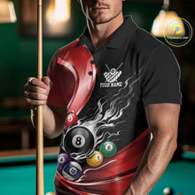 Load image into Gallery viewer, Custom Black And Red Flame Billiard Men Polo Shirts, Billiard Team Jerseys IPHW11343