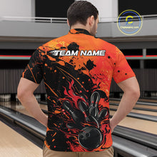 Load image into Gallery viewer, Custom Red Orange Flame Bowling Men Quarter-Zip Shirts, Splatter Bowling Team Tournament Shirt IPHW9932