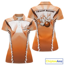 Load image into Gallery viewer, Custom Orange Bowling Team Jerseys, Bowling Uniform Bowling League Polo Shirts For Women IPHW9937