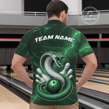 Load image into Gallery viewer, Custom Green Lightning Cobra Bowling Men Quarter-Zip Shirt, Bowling Tournament Team Shirt IPHW11080