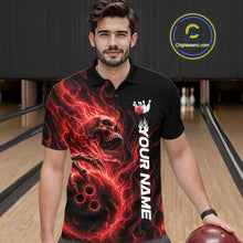 Load image into Gallery viewer, Custom Red Flame Skull Bowling Men Polo Shirts, Gothic Halloween Team Bowling Outfit IPHW11387